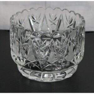 Rose Collection Lead Crystal Glass Bowl w/Intricate Design